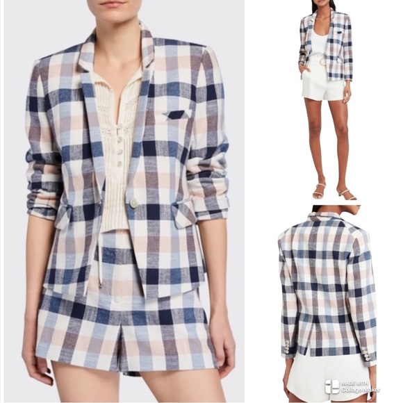 NWOT Veronica Beard pink and blue plaid schoolboy Dickey Blazer